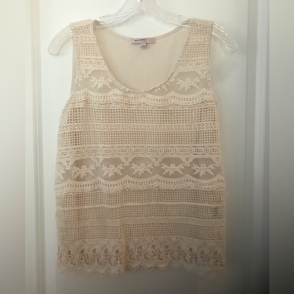 NWT Blu Pepper Ivory Lacy Crochet Tank - Picture 1 of 7